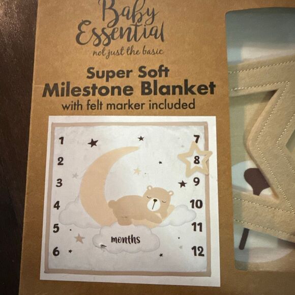 NIB baby essentials milestone blanket bear nursery moon stars keepsake photo uni - Picture 2 of 4